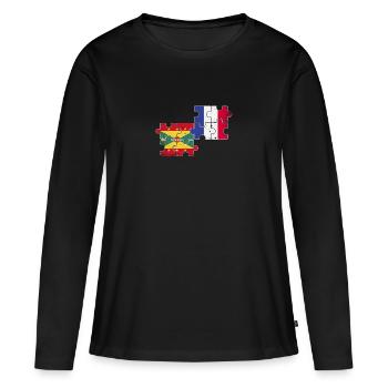 Grenade Grenade Grenade Drapeau Vintage de la Grenade - T-shirt manches longues Premium bio Femme - noir - Devant - Julia (174cm)