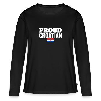 Fier croate Croatie Drapeau croate Croate - T-shirt manches longues Premium bio Femme - noir - Devant - Julia (174cm)