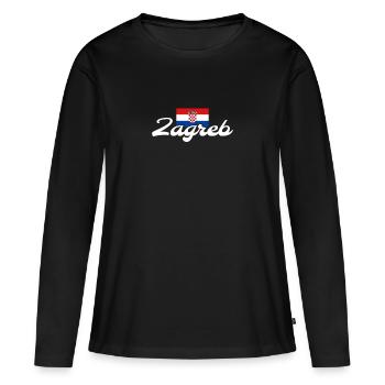 Zagreb Croatie Drapeau croate Croate - T-shirt manches longues Premium bio Femme - noir - Devant - Julia (174cm)
