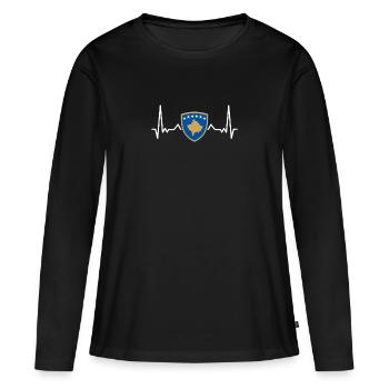 Armoiries du Kosovo Drapeau kosovar - T-shirt manches longues Premium bio Femme - noir - Devant - Julia (174cm)