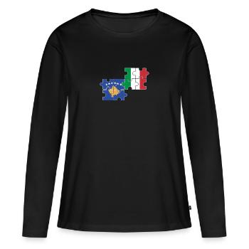 Kosovo Italie Drapeau Kosovar italien - T-shirt manches longues Premium bio Femme - noir - Devant - Julia (174cm)