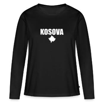 Kosova Vintage Kosovo Kosovar Carte Kosovare - T-shirt manches longues Premium bio Femme - noir - Devant - Julia (174cm)