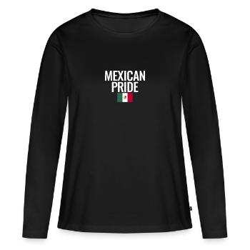 Fierté mexicaine Mexique Drapeau mexicain Mexicains - T-shirt manches longues Premium bio Femme - noir - Devant - Julia (174cm)