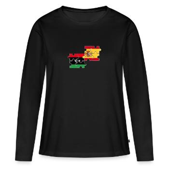 Libyen Spanien Flagge Spanisch Libyer - Frauen Premium Bio Langarmshirt - Schwarz - Vorne - Julia (174cm)