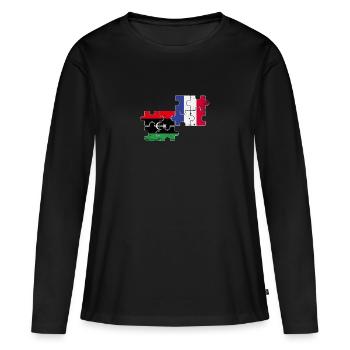Libyen Frankreich Vintage Flagge Libyer - Frauen Premium Bio Langarmshirt - Schwarz - Vorne - Julia (174cm)