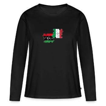 Libyen Italien Vintage Flagge Italienisch Libyer - Frauen Premium Bio Langarmshirt - Schwarz - Vorne - Julia (174cm)
