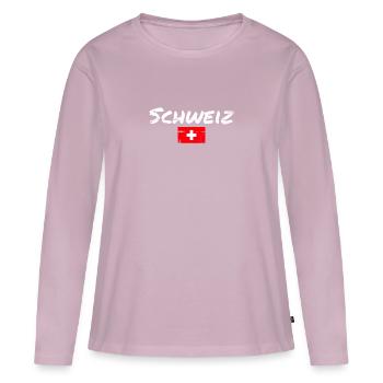 Schweiz Vintage Schweizerische Flagge Schweizer - Frauen Premium Bio Langarmshirt - Altrosa - Vorne - Julia (174cm)