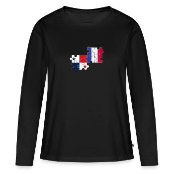 Panama France Vintage Drapeau Panama - T-shirt manches longues Premium bio Femme - noir - Devant - Julia (174cm)
