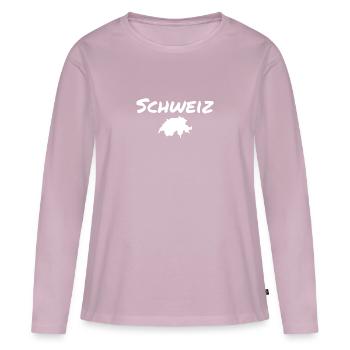 Schweiz Karte Schweizerische Schweizer - Frauen Premium Bio Langarmshirt - Altrosa - Vorne - Julia (174cm)