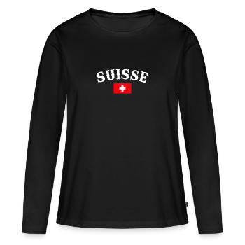 Suisse Suisse Drapeau suisse Suisse - T-shirt manches longues Premium bio Femme - noir - Devant - Julia (174cm)