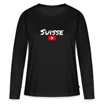 Suisse Suisse Drapeau suisse Suisse - T-shirt manches longues Premium bio Femme - noir - Devant - Julia (174cm)