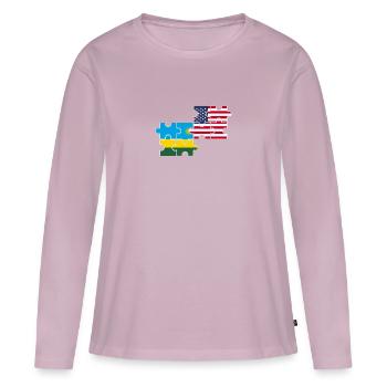 Rwanda USA Flagge Amerikanisch Ruandisch - Frauen Premium Bio Langarmshirt - Altrosa - Vorne - Julia (174cm)
