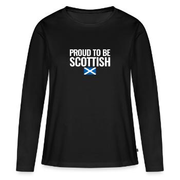 Fier d’être écossais Drapeau écossais - T-shirt manches longues Premium bio Femme - noir - Devant - Julia (174cm)