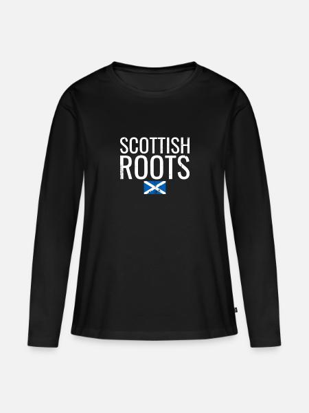 Scottish Roots Vintage Schottische Flagge Schotte - Frauen Premium Bio Langarmshirt - Schwarz