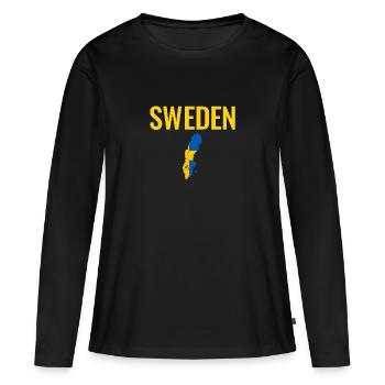 Suède Suède Carte Suède Drapeau Suède Suède - T-shirt manches longues Premium bio Femme - noir - Devant - Julia (174cm)