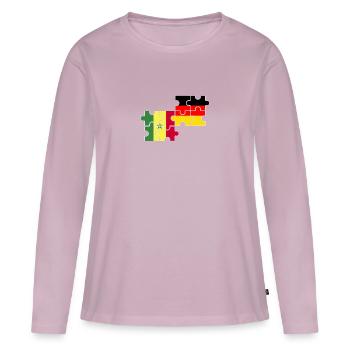Sénégal Allemagne Drapeau Sénégal allemand - T-shirt manches longues Premium bio Femme - rose poudré - Devant - Julia (174cm)