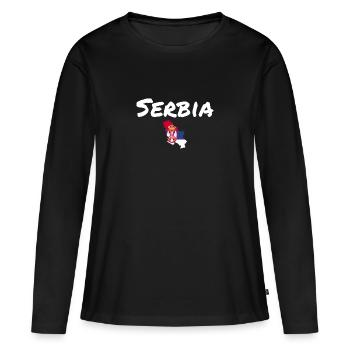Serbie Carte Serbie Drapeau serbe Serbie - T-shirt manches longues Premium bio Femme - noir - Devant - Julia (174cm)