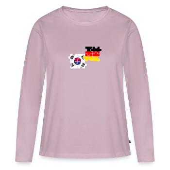 Corée du Sud Allemagne Drapeau Allemand Sud-Coréen - T-shirt manches longues Premium bio Femme - rose poudré - Devant - Julia (174cm)