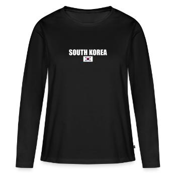 Corée du Sud Corée du Sud Drapeau coréen - T-shirt manches longues Premium bio Femme - noir - Devant - Julia (174cm)