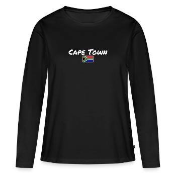 Drapeau : Le Cap, Afrique du Sud, Afrique du Sud - T-shirt manches longues Premium bio Femme - noir - Devant - Julia (174cm)