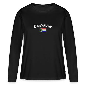 Durban, Afrique du Sud, Drapeau sud-africain - T-shirt manches longues Premium bio Femme - noir - Devant - Julia (174cm)