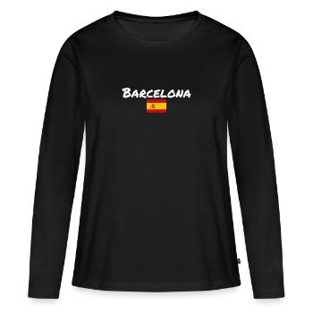 Barcelone, Espagne, Drapeau espagnol, Espagnols - T-shirt manches longues Premium bio Femme - noir - Devant - Julia (174cm)