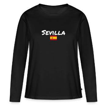 Séville, Espagne, Drapeau espagnol, Espagnols - T-shirt manches longues Premium bio Femme - noir - Devant - Julia (174cm)