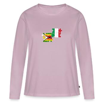 Zimbabwe Italie Drapeau Italien Zimbabwéen - T-shirt manches longues Premium bio Femme - rose poudré - Devant - Julia (174cm)