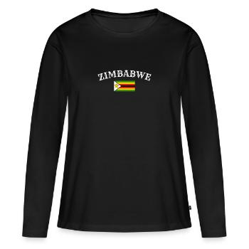 Zimbabwe Simbabwe Simbabwische Flagge Simbabwer - Frauen Premium Bio Langarmshirt - Schwarz - Vorne - Julia (174cm)