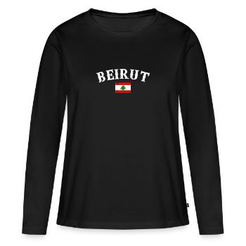 Beyrouth Liban Vintage drapeau libanais - T-shirt manches longues Premium bio Femme - noir - Devant - Julia (174cm)