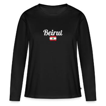 Beyrouth Liban Vintage Drapeau Libanais Libanais - T-shirt manches longues Premium bio Femme - noir - Devant - Julia (174cm)