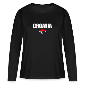 Croatie Croatie Carte Croatie Drapeau Croatie - T-shirt manches longues Premium bio Femme - noir - Devant - Julia (174cm)