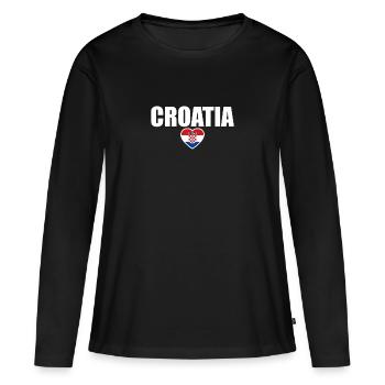 Croatie Coeur Croatie Croatie Drapeau Croatie - T-shirt manches longues Premium bio Femme - noir - Devant - Julia (174cm)