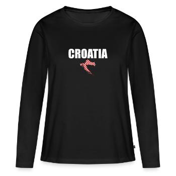 Croatie Croatie Carte Croatie Drapeau Croatie - T-shirt manches longues Premium bio Femme - noir - Devant - Julia (174cm)