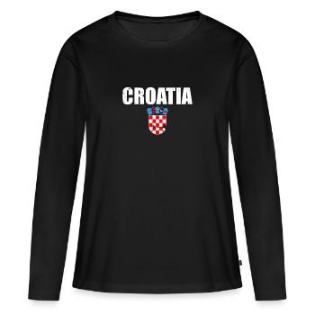 Croatie Vintage Armoiries Croatie Croatie drapeau croate - T-shirt manches longues Premium bio Femme - noir - Devant - Julia (174cm)