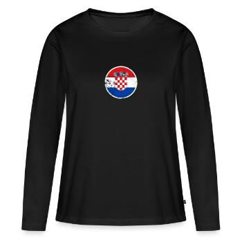 Croatie Vintage Croatie Croatie Drapeau Croatie - T-shirt manches longues Premium bio Femme - noir - Devant - Julia (174cm)