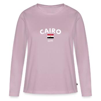 Le Caire Vintage Egypte Egypte Egypte Drapeau Egyptien Egyptien - T-shirt manches longues Premium bio Femme - rose poudré - Devant - Julia (174cm)