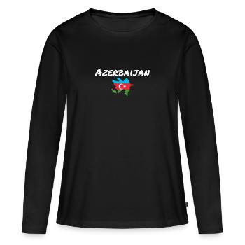 Carte de l’Azerbaïdjan Drapeau de l’Azerbaïdjan - T-shirt manches longues Premium bio Femme - noir - Devant - Julia (174cm)