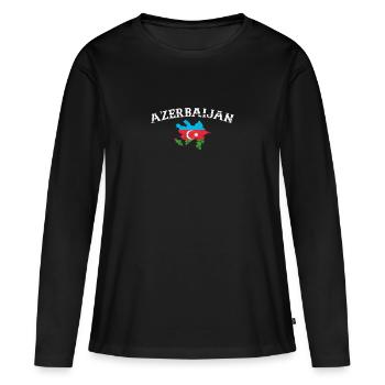 Azerbaïdjan Vintage carte drapeau de l’Azerbaïdjan - T-shirt manches longues Premium bio Femme - noir - Devant - Julia (174cm)