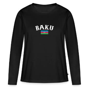 Bakou Azerbaïdjan Drapeau de l’Azerbaïdjan - T-shirt manches longues Premium bio Femme - noir - Devant - Julia (174cm)
