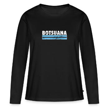 Botswana Vintage Botswana Botswana Drapeau du Botswana - T-shirt manches longues Premium bio Femme - noir - Devant - Julia (174cm)