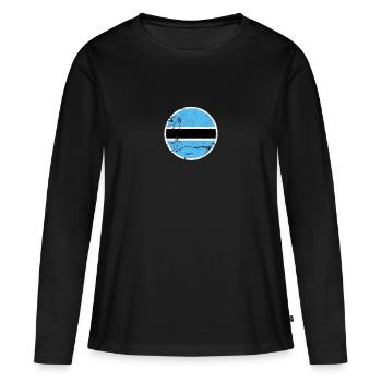 Botswana Vintage Botswana Drapeau Botswana - T-shirt manches longues Premium bio Femme - noir - Devant - Julia (174cm)