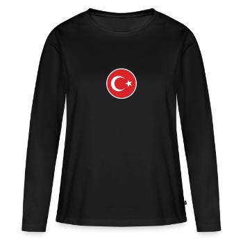Turquie Drapeau turc Turc - T-shirt manches longues Premium bio Femme - noir - Devant - Julia (174cm)