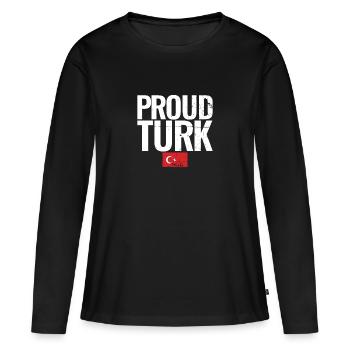 Fier Turc Vintage Turquie Drapeau Turc Turc - T-shirt manches longues Premium bio Femme - noir - Devant - Julia (174cm)