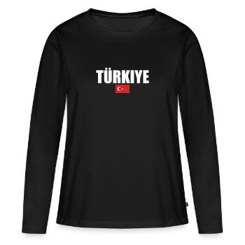 Turquie Turquie Drapeau turc Turc - T-shirt manches longues Premium bio Femme - noir - Devant - Julia (174cm)