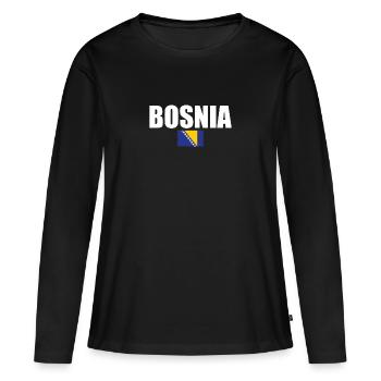 Bosnie Bosnie Drapeau bosniaque Bosniaques - T-shirt manches longues Premium bio Femme - noir - Devant - Julia (174cm)