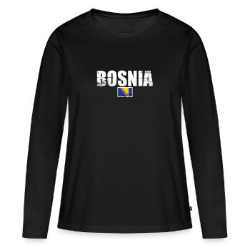 Bosnie Bosnie Vintage Drapeau bosniaque - T-shirt manches longues Premium bio Femme - noir - Devant - Julia (174cm)