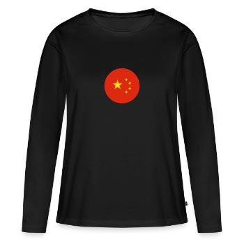 Chine Drapeau chinois Chinois - T-shirt manches longues Premium bio Femme - noir - Devant - Julia (174cm)