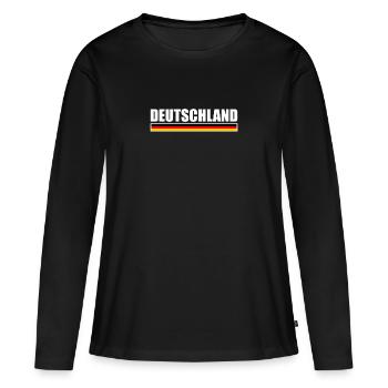 Deutschland Deutsche Flagge Deutscher - Frauen Premium Bio Langarmshirt - Schwarz - Vorne - Julia (174cm)