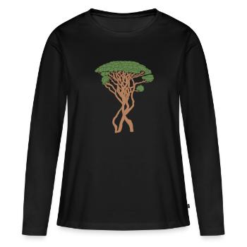 arbre, pin de Capri, pin, vert, marron, conifère - T-shirt manches longues Premium bio Femme - noir - Devant - Julia (174cm)